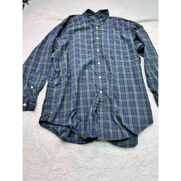 Polo Ralph Lauren Yarmouth 100% cotton Blue/Green Plaid 16 32/33 button up LS - Picture 1 of 12